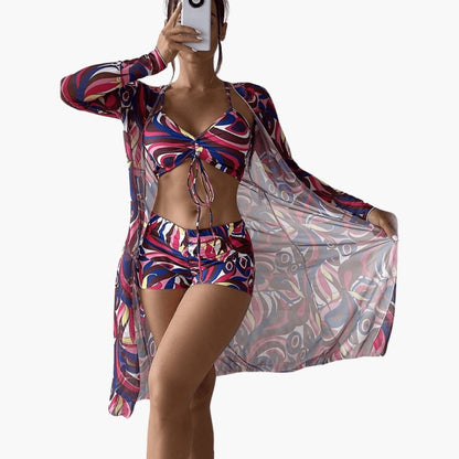 Women's Tie-Dye Bikini Set V-Neck