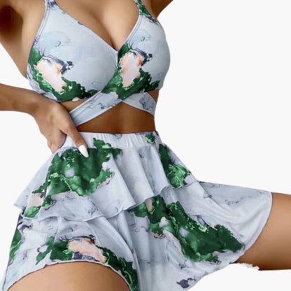 Women's Marble Print Bikini Set Padded