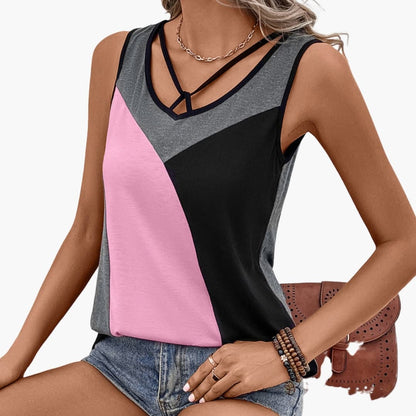 Women's V-Neck Colorblock