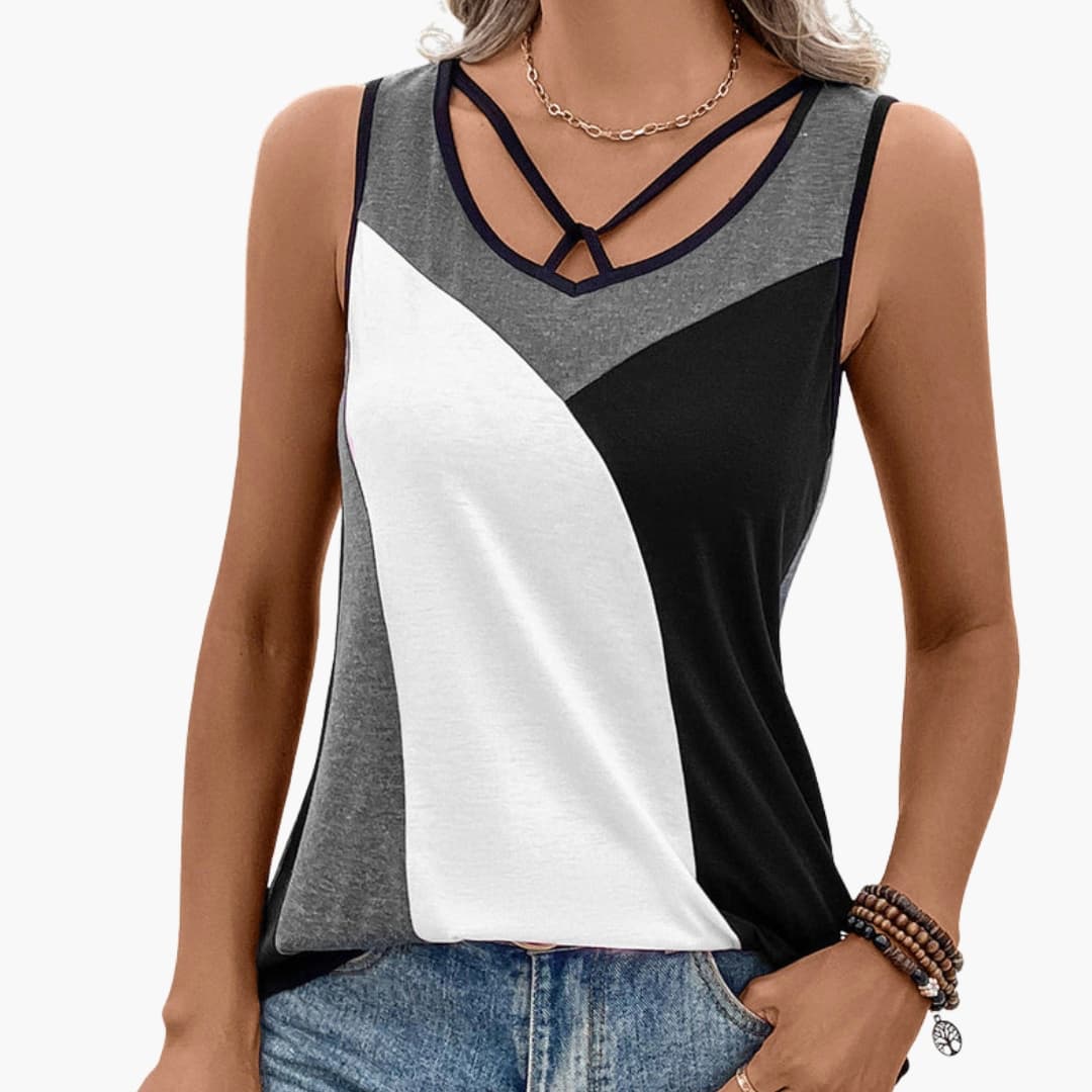Women's V-Neck Colorblock