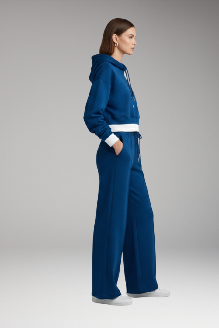 Women's Cropped Hoodie Tracksuit Set Wide Leg