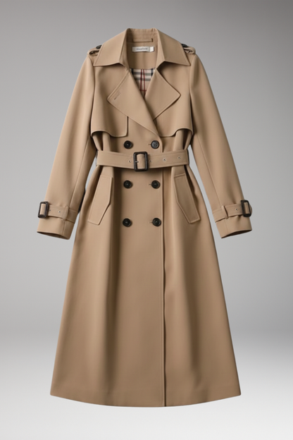 Women's Full Length Trench Coat Adjustable Waist - VibreMode