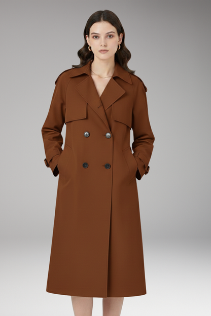 Women's Trench Coat Button Front Adjustable Cuffs