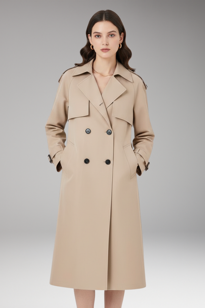 Women's Trench Coat Button Front Adjustable Cuffs