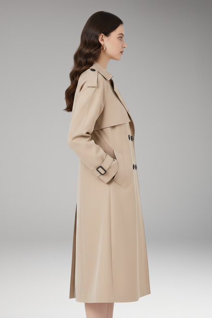 Women's Trench Coat Button Front Adjustable Cuffs