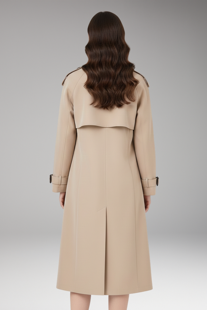 Women's Trench Coat Button Front Adjustable Cuffs