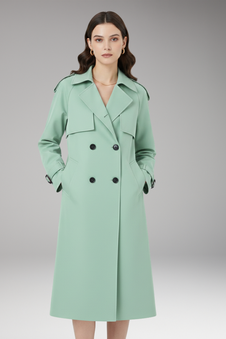 Women's Trench Coat Button Front Adjustable Cuffs