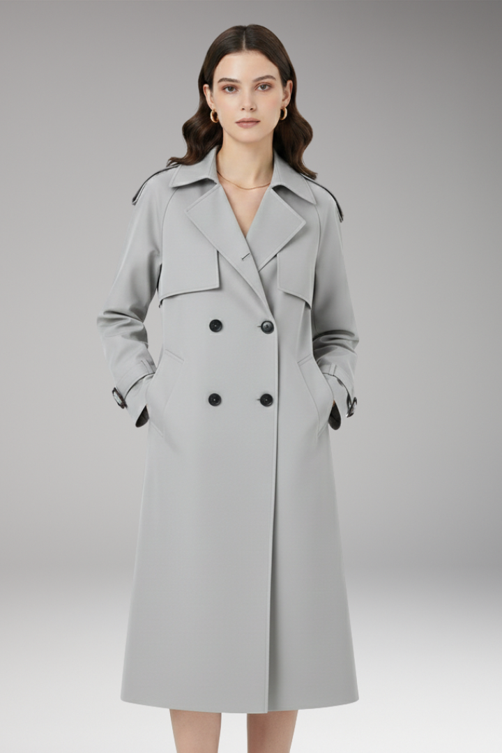 Women's Trench Coat Button Front Adjustable Cuffs