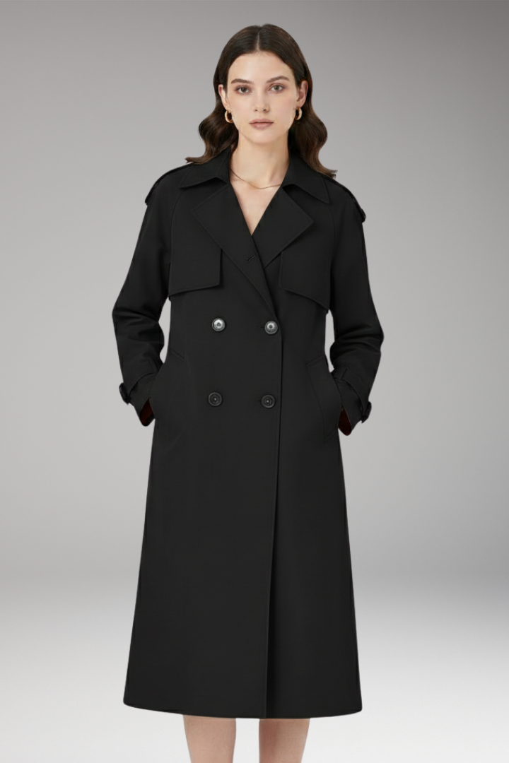 Women's Trench Coat Button Front Adjustable Cuffs