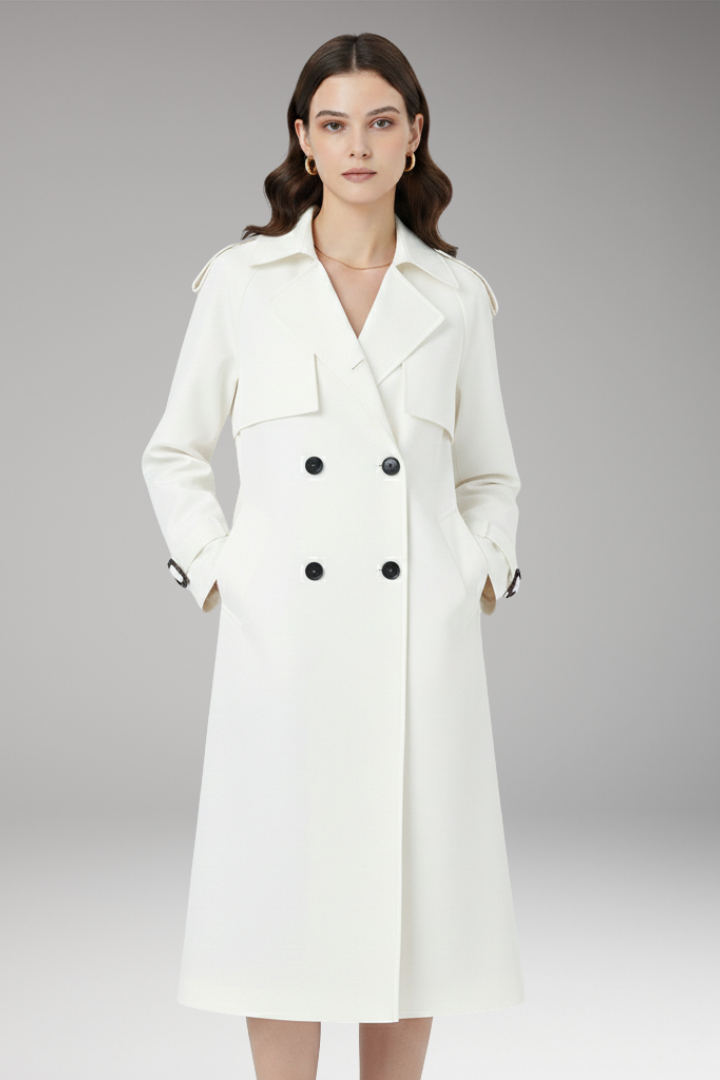 Women's Trench Coat Button Front Adjustable Cuffs