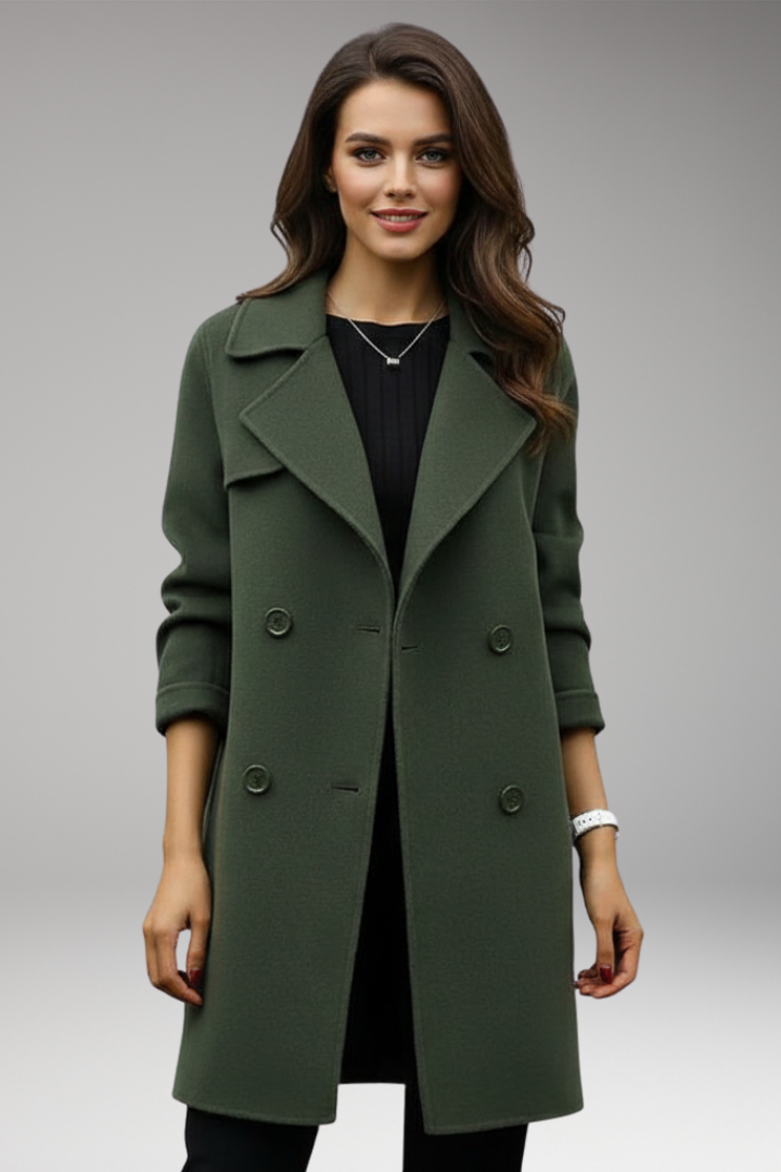 Women's Trench Coat Notched Collar Double Breasted