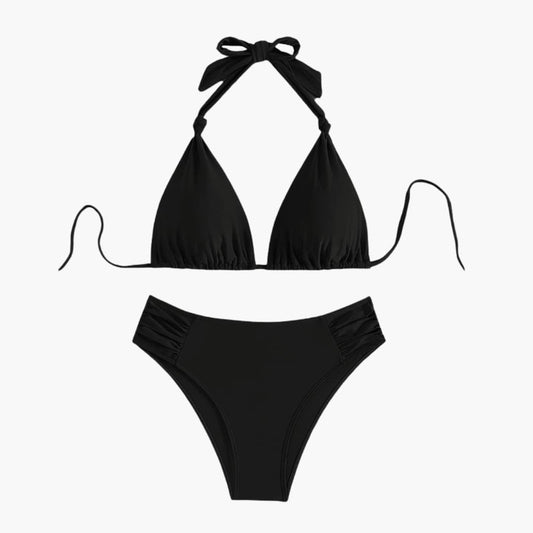 Women's Triangle Bikini Adjustable Tie Black - VibreMode