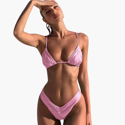 Women's Triangle Bikini High-Cut Bottom Set