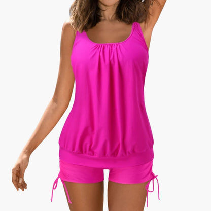 Women's Tropical Print Tankini Swimsuit Two-Piece Scoop Neck