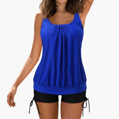 Women's Tropical Print Tankini Swimsuit Two-Piece Scoop Neck
