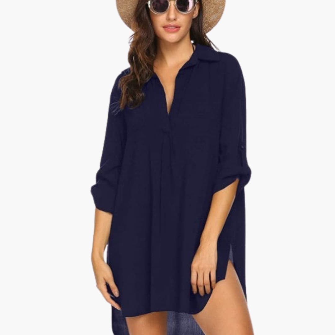 Women's Collared Tunic with Side Slits
