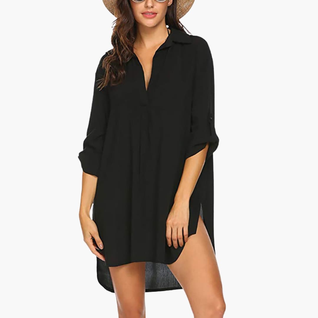 Women's Collared Tunic with Side Slits