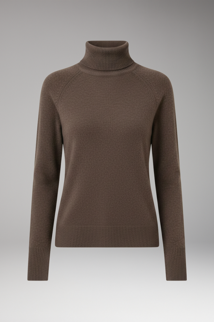 Women's Long Sleeve Turtleneck Sweater Ribbed Cuffs - VibreMode