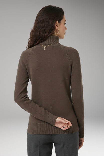 Women's Long Sleeve Turtleneck Sweater Ribbed Cuffs