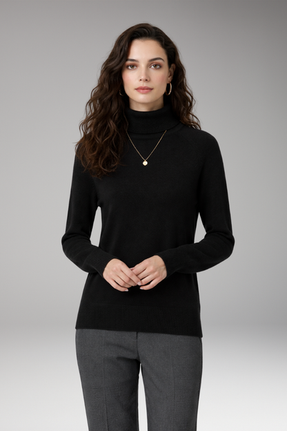 Women's Long Sleeve Turtleneck Sweater Ribbed Cuffs