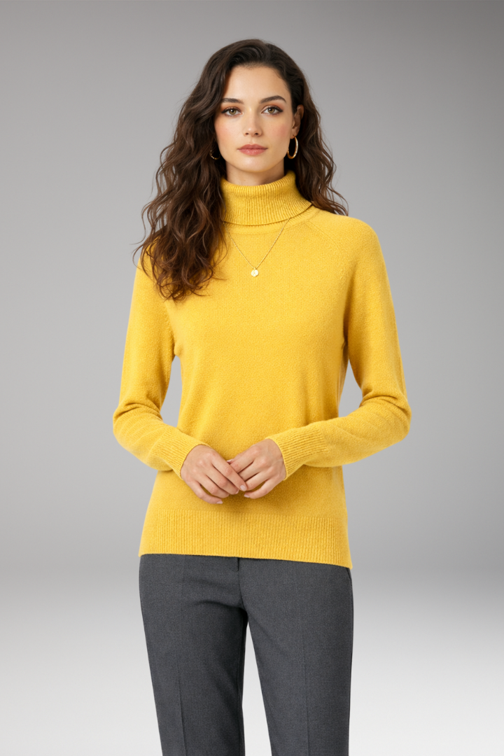Women's Long Sleeve Turtleneck Sweater Ribbed Cuffs