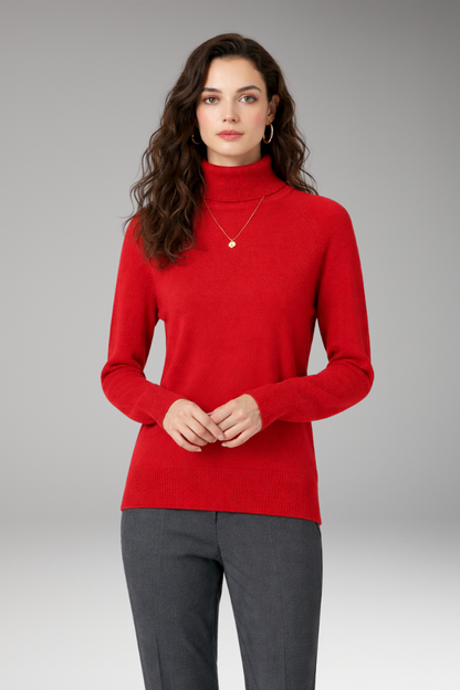 Women's Long Sleeve Turtleneck Sweater Ribbed Cuffs