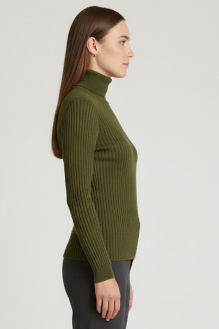 Women's Long Sleeve Turtleneck Sweater Ribbed