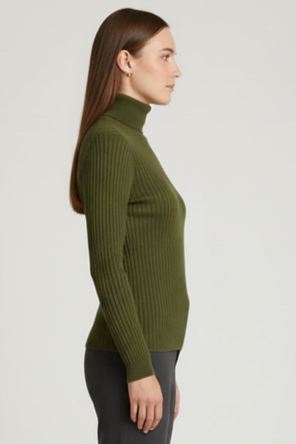 Women's Long Sleeve Turtleneck Sweater Ribbed