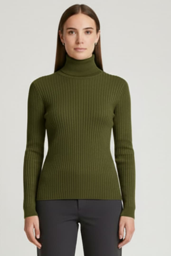 Women's Long Sleeve Turtleneck Sweater Ribbed