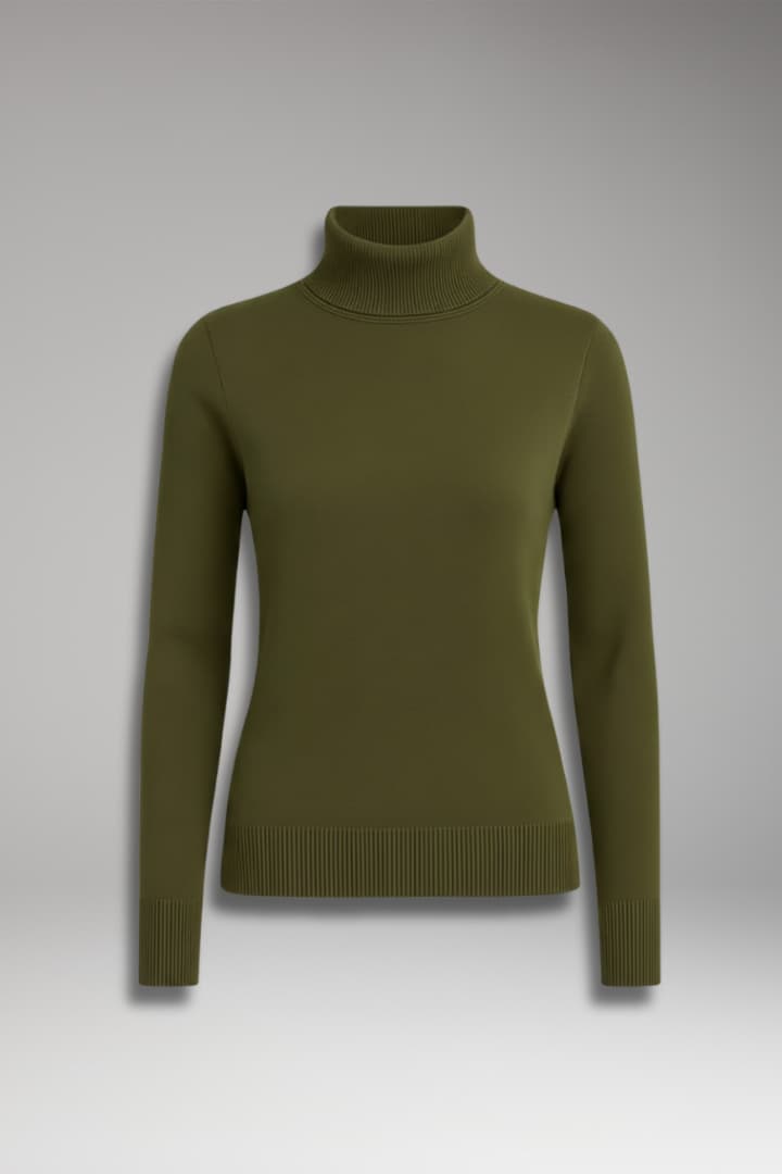 Women's Long Sleeve Turtleneck Sweater Ribbed - VibreMode