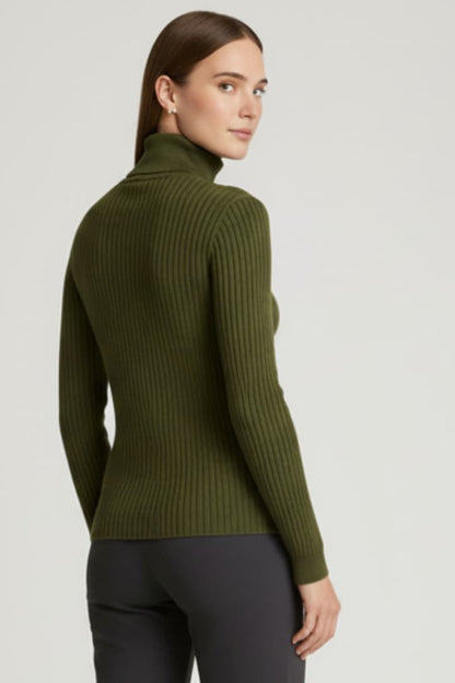 Women's Long Sleeve Turtleneck Sweater Ribbed