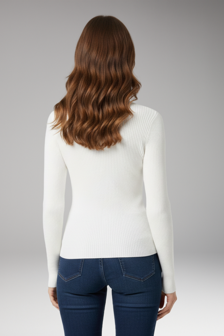 Women's Turtleneck Sweater Ribbed Texture