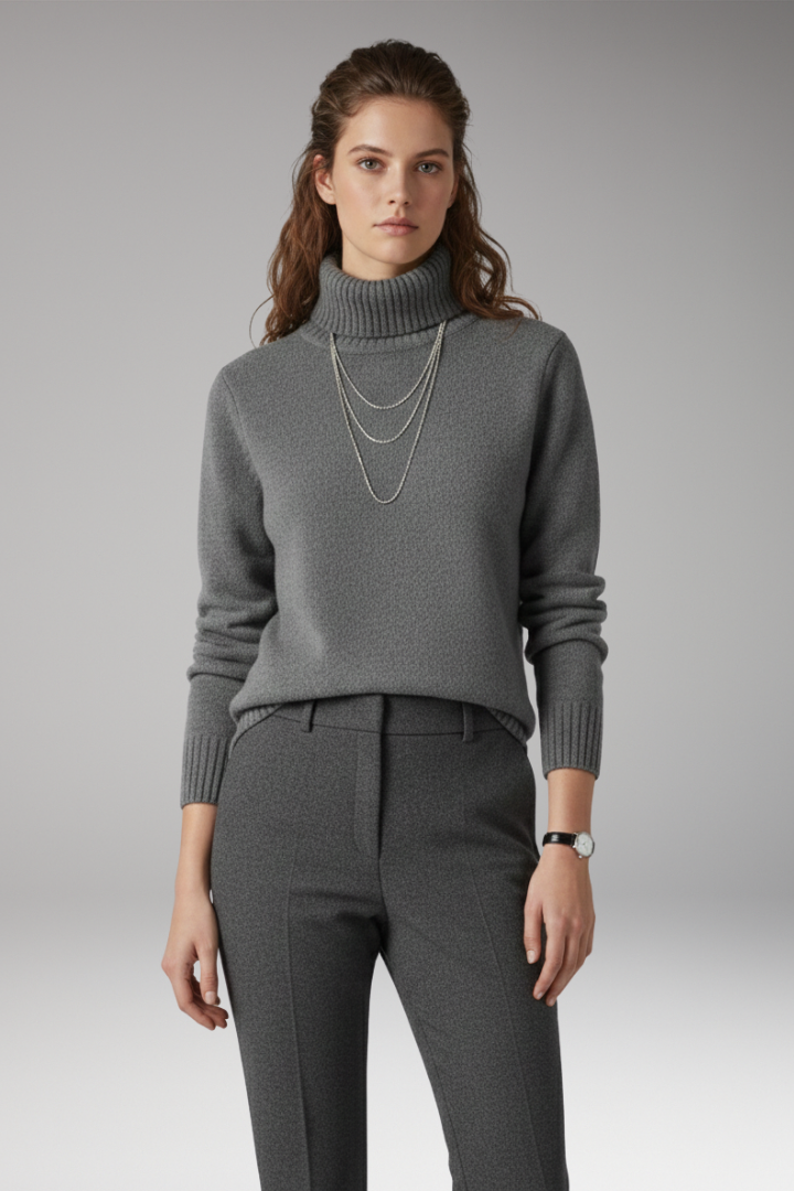 Women's Turtleneck Long Sleeve Sweater Ribbed