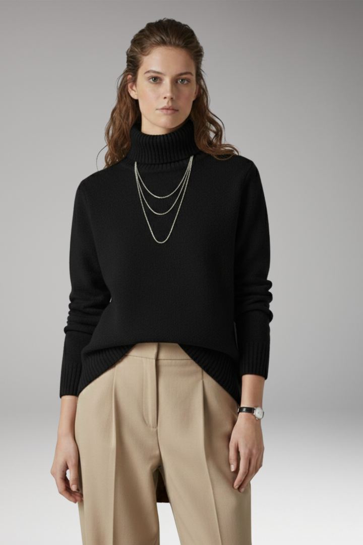 Women's Turtleneck Long Sleeve Sweater Ribbed