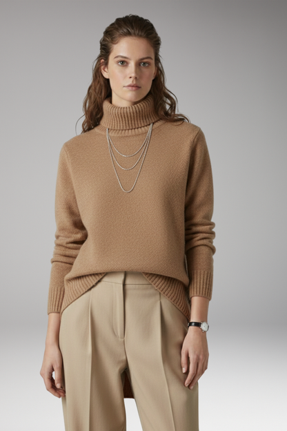 Women's Turtleneck Long Sleeve Sweater Ribbed