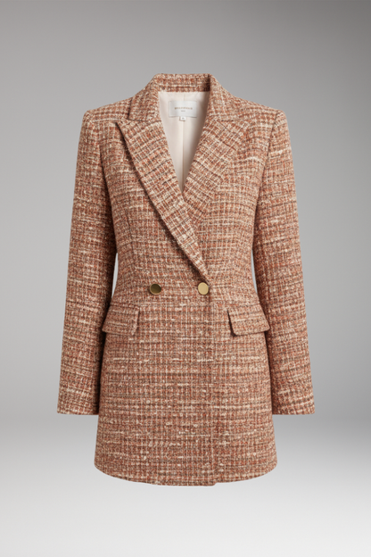 Women's Tweed Blazer Button Front Wool - VibreMode