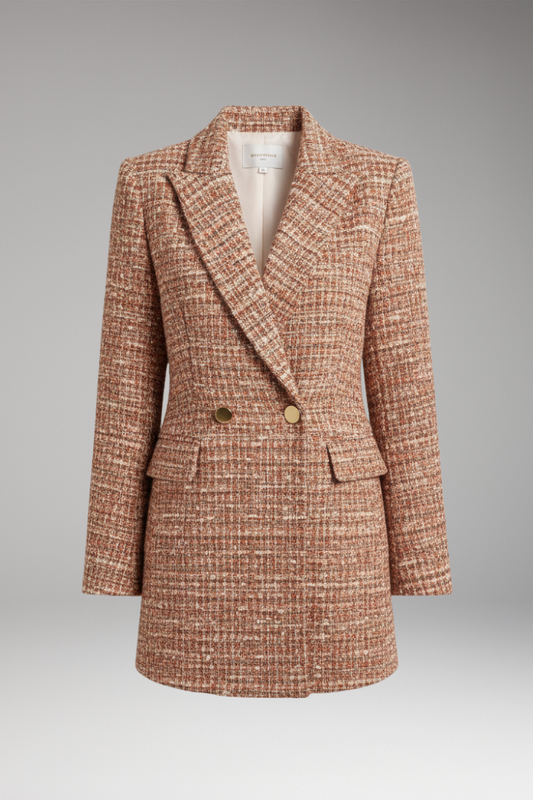Women's Tweed Blazer Button Front Wool - VibreMode