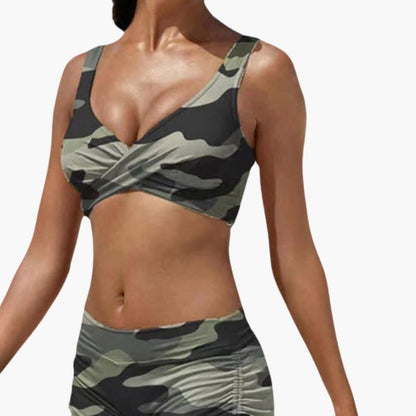 Women's Twist Front Bikini Swimsuit Set with Shorts - VibreMode