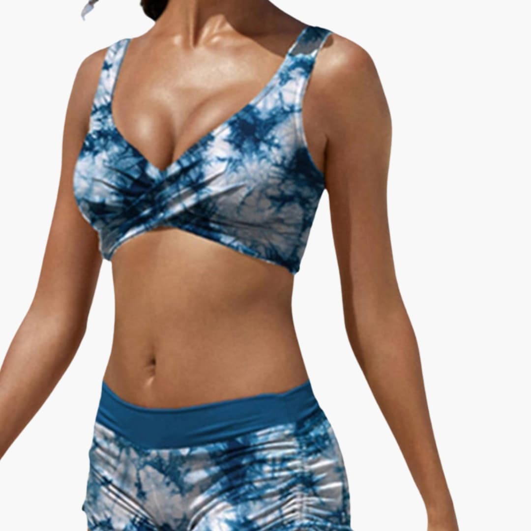 Women's Twist Front Bikini Swimsuit Set with Shorts