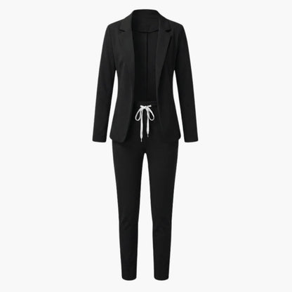 Women's Two Piece Blazer Suit Notched Lapel Jacket Ankle Pants