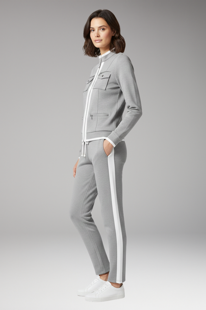 Women's 2 Piece Lounge Set Zip Contrast Trim