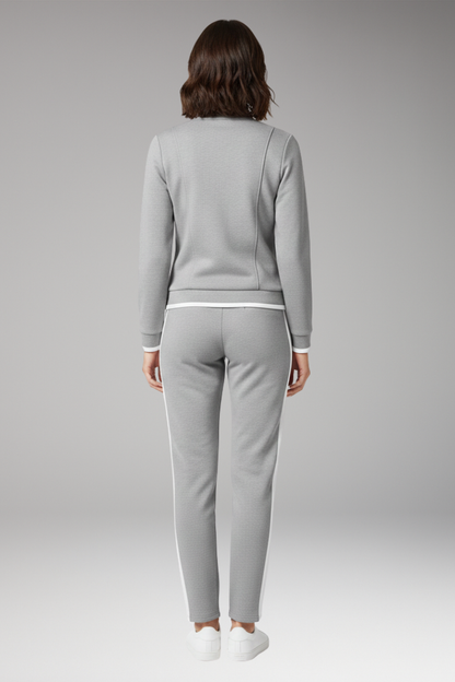 Women's 2 Piece Lounge Set Zip Contrast Trim