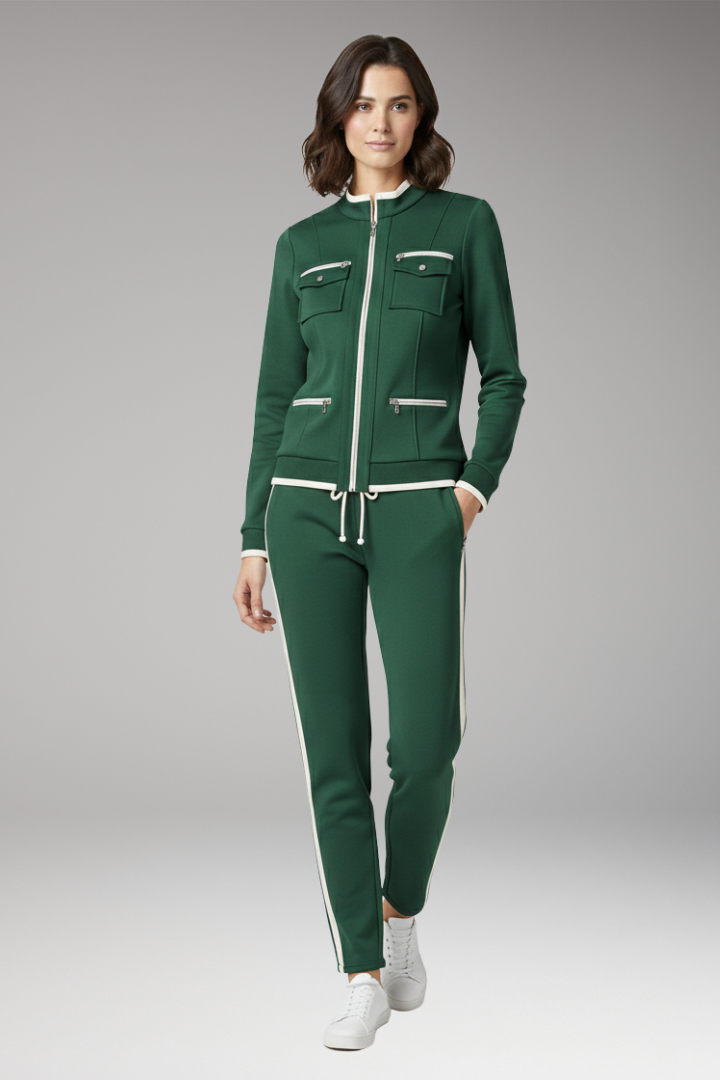 Women's 2 Piece Lounge Set Zip Contrast Trim