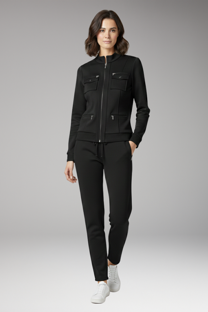 Women's 2 Piece Lounge Set Zip Contrast Trim