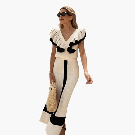 Women's Two Piece Pants Set Long Sleeve Straight Leg Pants - VibreMode