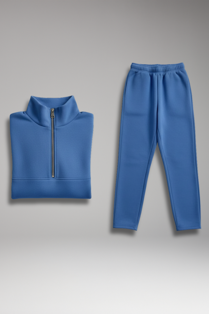 Women's 2-Piece Tracksuit Half-Zip Straight Leg Pants - VibreMode