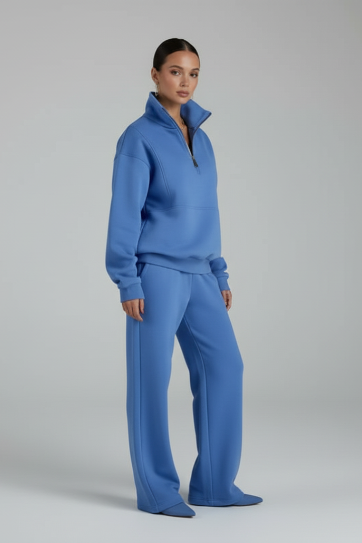 Women's 2-Piece Tracksuit Half-Zip Straight Leg Pants