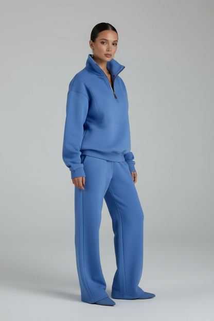 Women's 2-Piece Tracksuit Half-Zip Straight Leg Pants