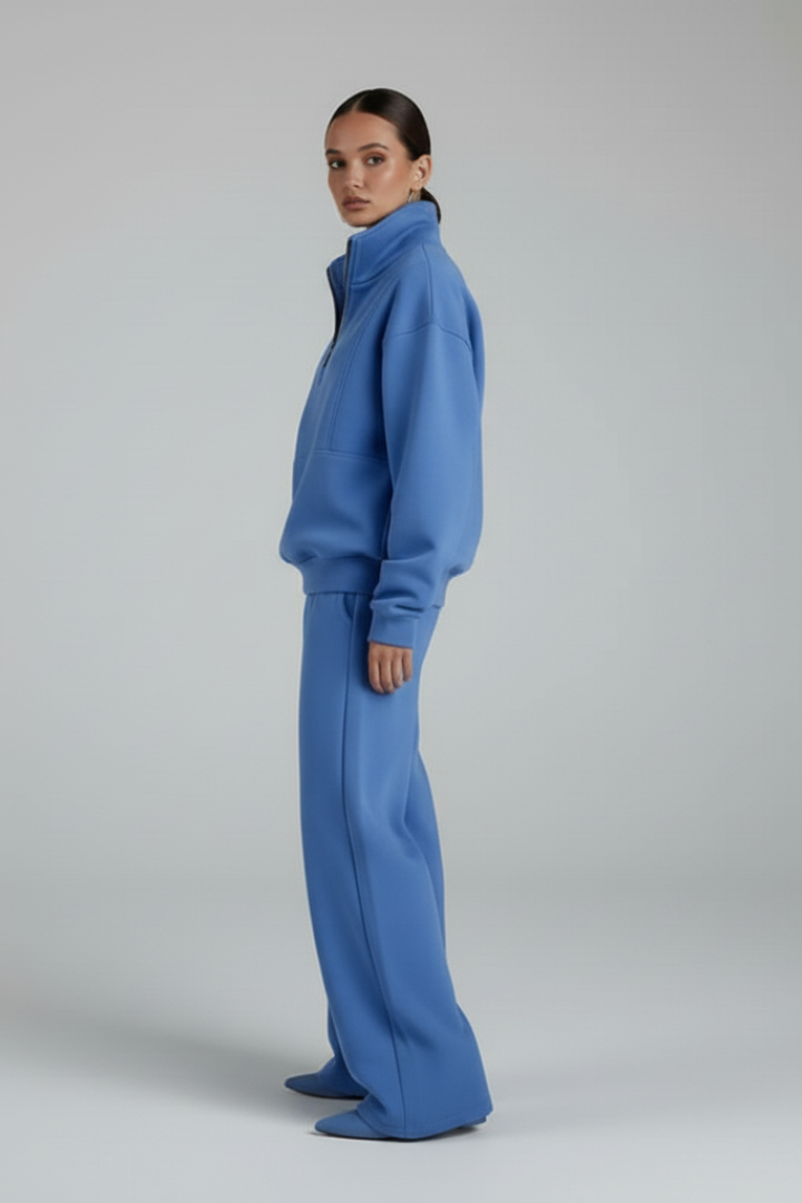 Women's 2-Piece Tracksuit Half-Zip Straight Leg Pants