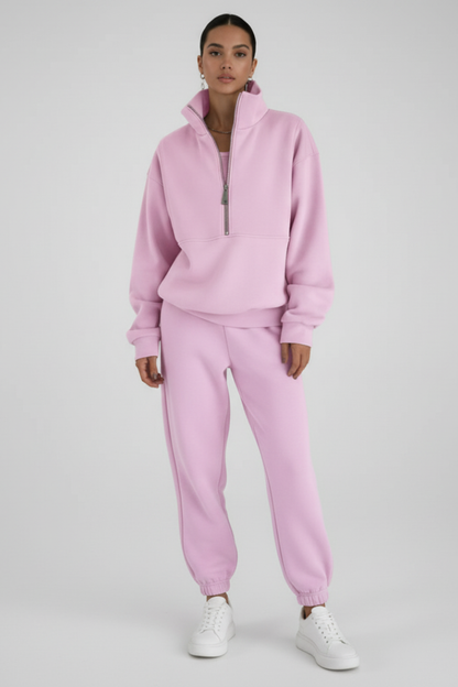 Women's 2-Piece Tracksuit Half-Zip Straight Leg Pants